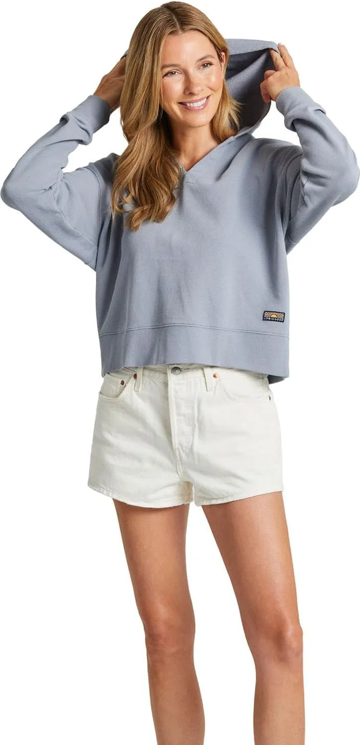 Life is Good - Womens Solid French Terry Boxy Pullover Hoodie