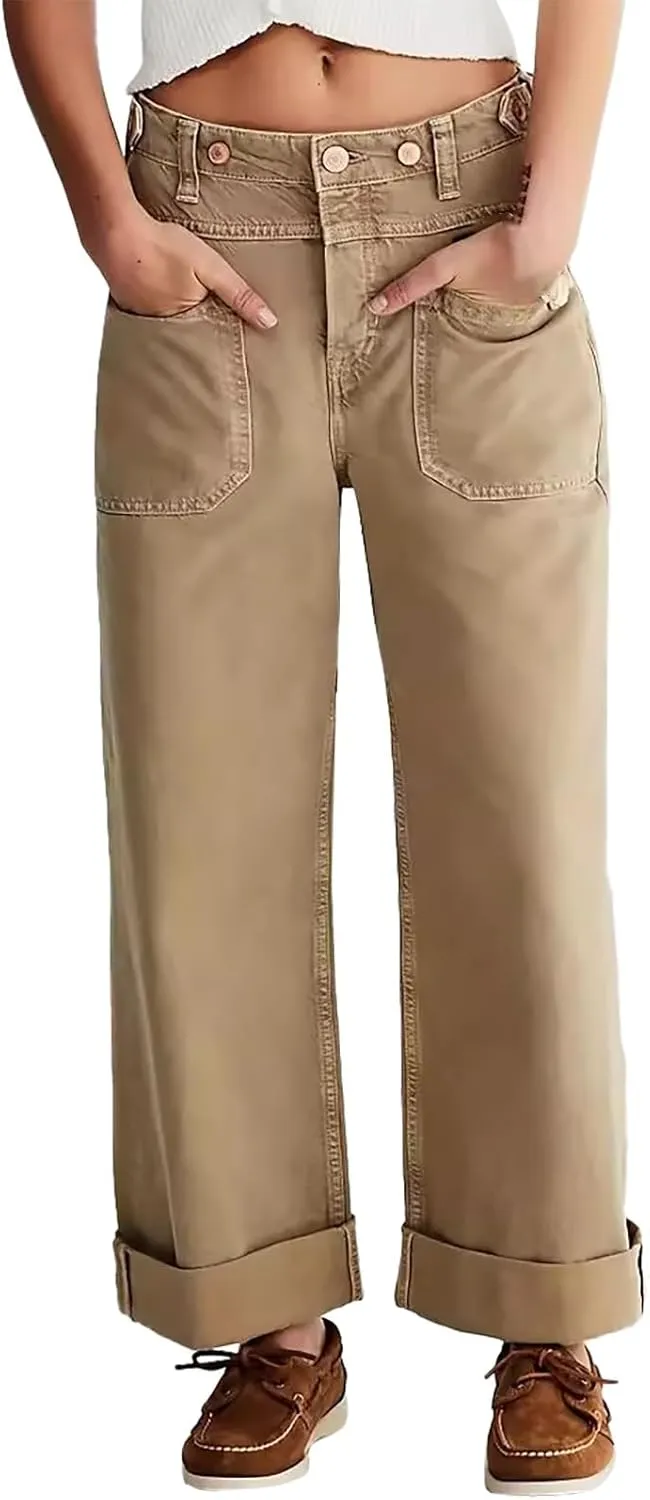 Light Miramar Sweatpants for Women Low Rise Baggy Jeans Loose Fit Boyfriend Straight Wide Leg Stretch Pants