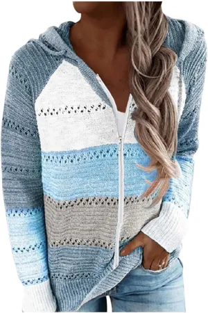 Lightweight Casual Hoodie Threaded Sweater Ladies Zipper Top 2024 Fall Outfits Fashion Clothes Y2K Hoodies Women's