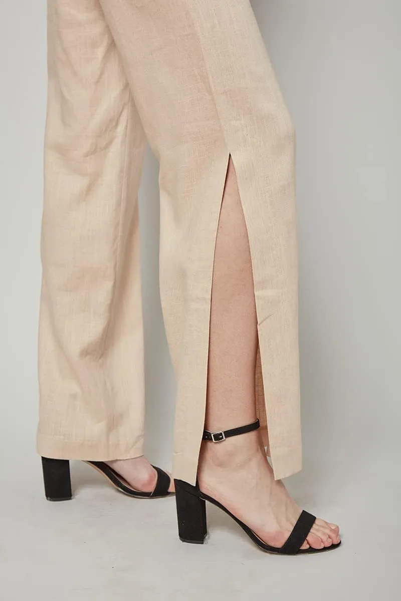 Linen Cotton Side Slit Pant