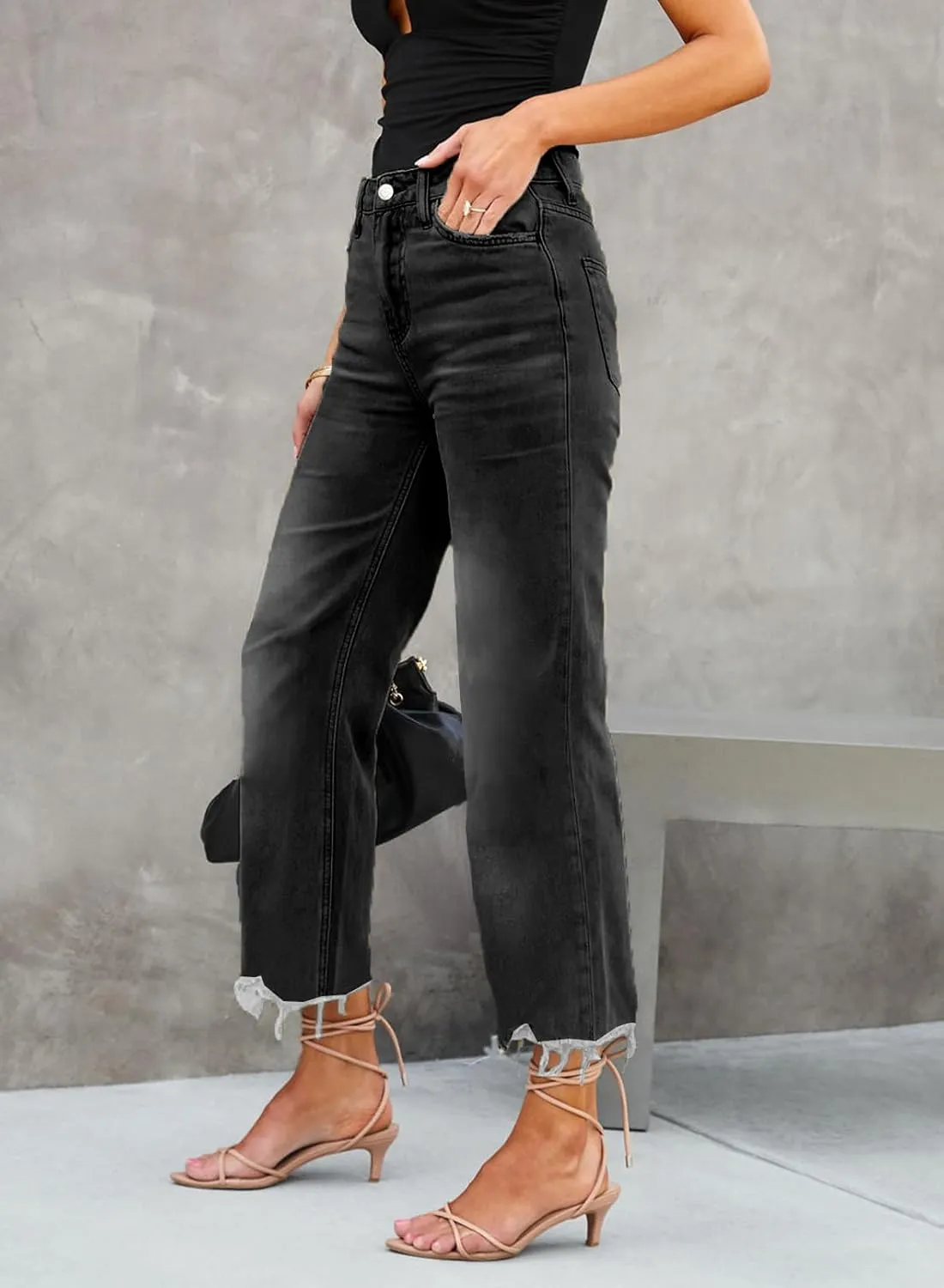 LOLONG High Waisted Flare Jeans for Women Casual Bell Bottom Denim Pants