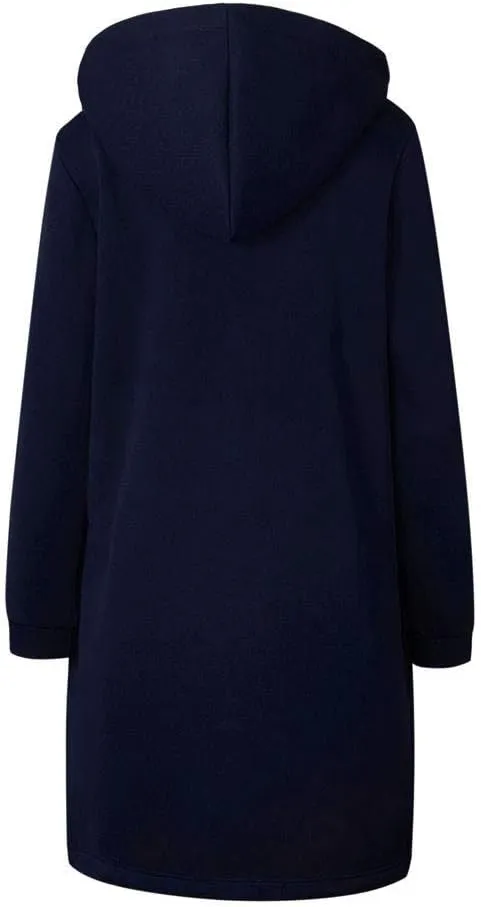 Long Hoodie for Women Zip Up Drawstring Fleece Warm Oversized Sweatshirt Jackets Fall Winter Open Front Cardigan Coat