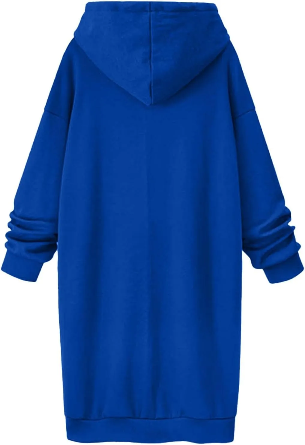 Long Hoodies for Women Oversize Longline Pullover Sweatshirt Split Hem Drawstring Hoodie Dress with Kangaroo Pocket
