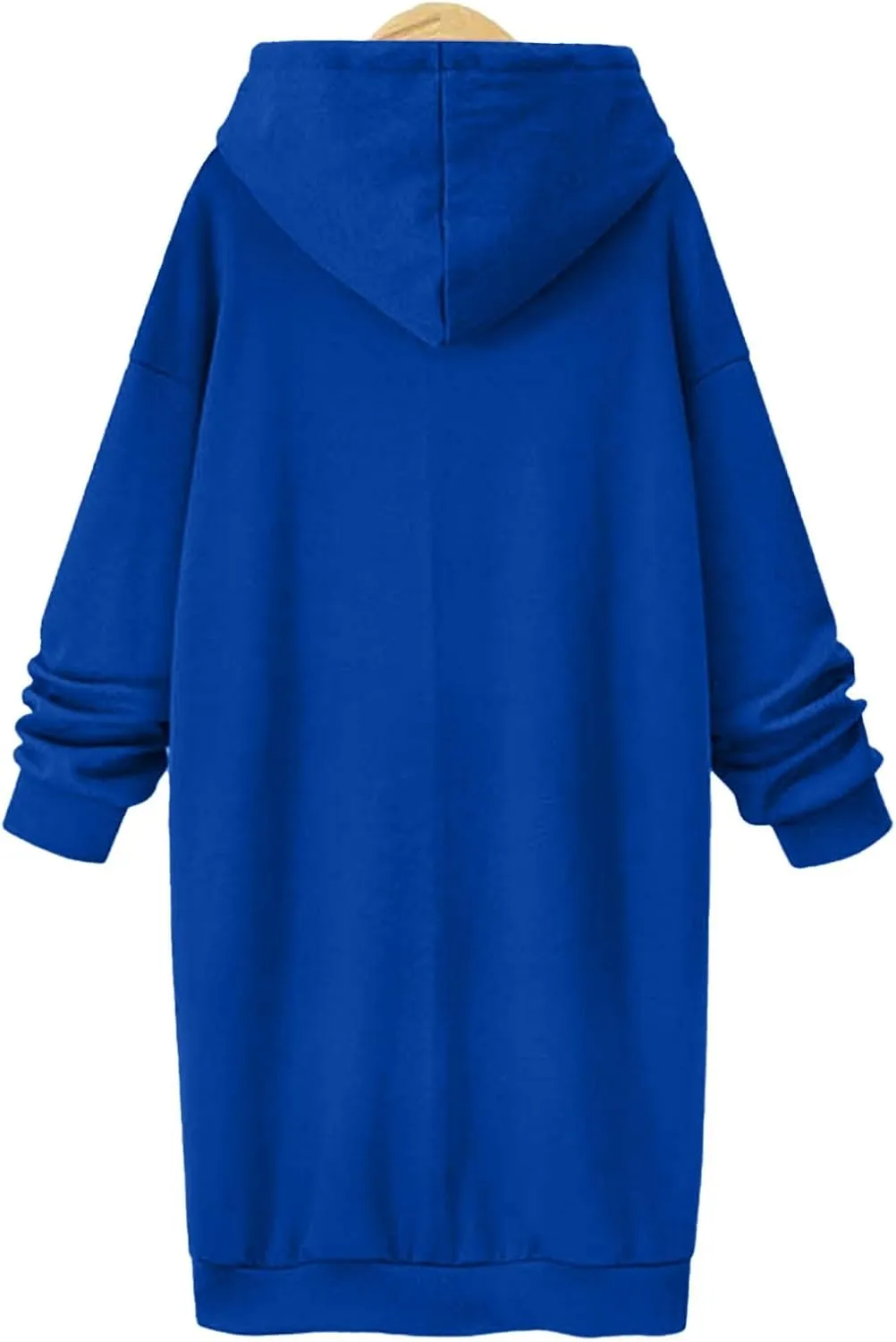 Long Hoodies for Women Oversize Longline Pullover Sweatshirt Split Hem Drawstring Hoodie Dress with Kangaroo Pocket