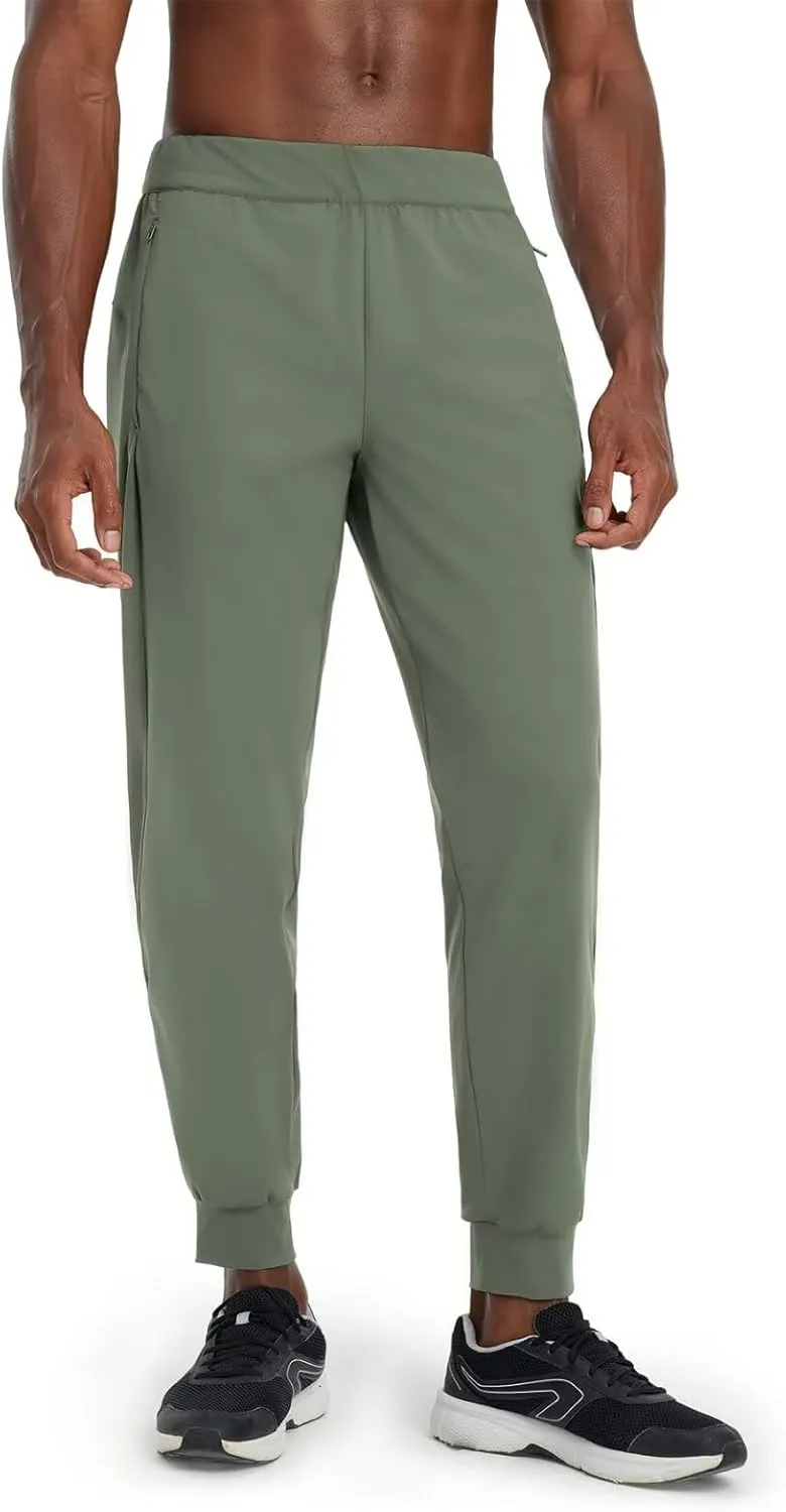 M MAELREG Men's Golf Joggers Pants with Zip Pockets Stretch Lightweight Nylon Sweatpants Work Casual Athletic Track Pants Men
