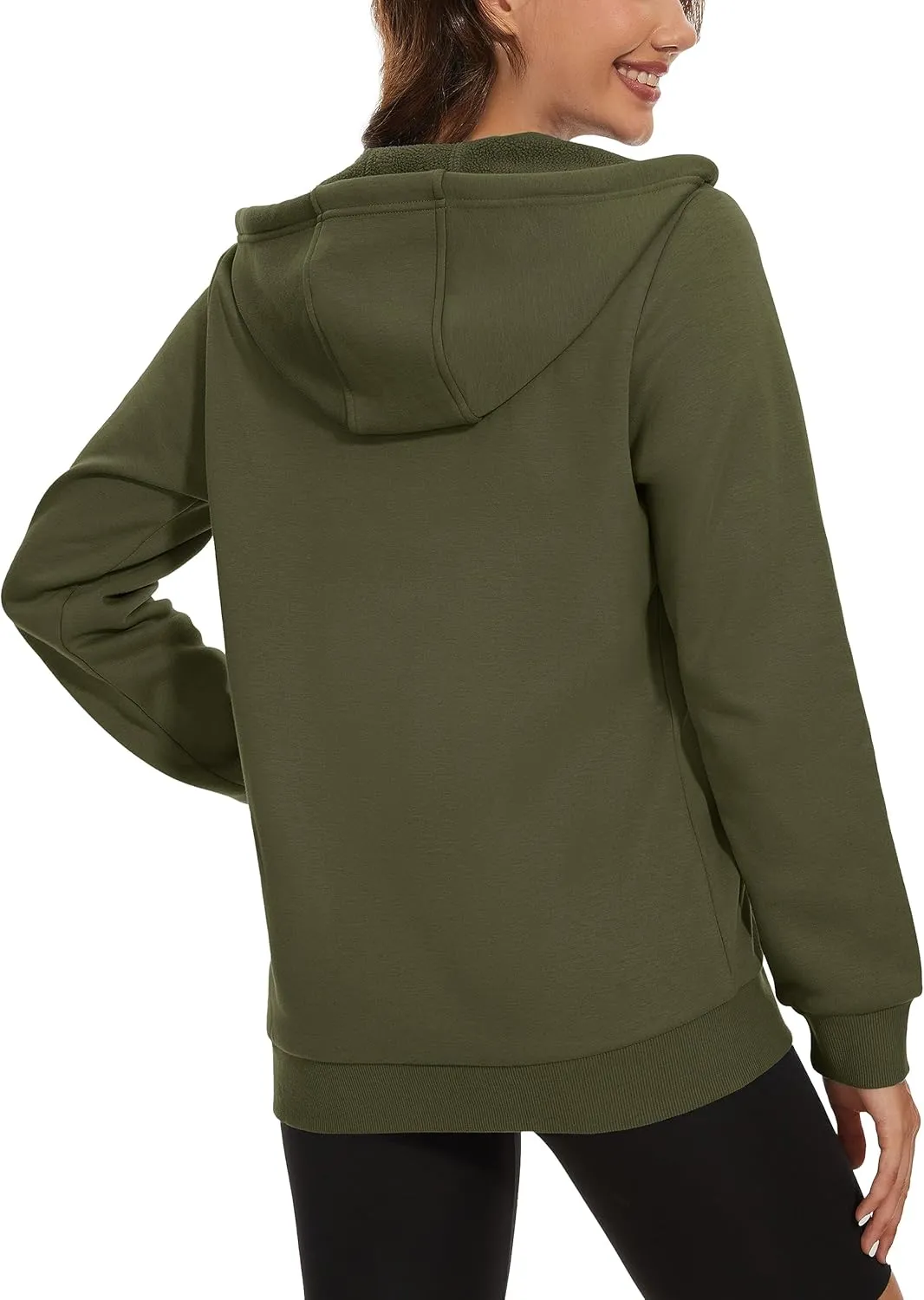 MAGCOMSEN Women's Fleece Lined Zip Up Hoodies Casual Hooded Jacket Workout Full Zip Sweatshirts Pocket Coats