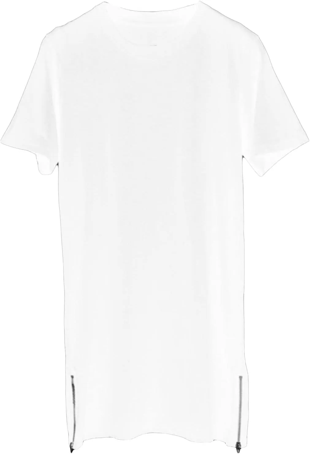 Maiyifu-GJ Mens Hip Hop Hipster Streetwear Short Sleeve Fashion Workout Side Zipper Trim Tee Elongated Longline T-Shirts