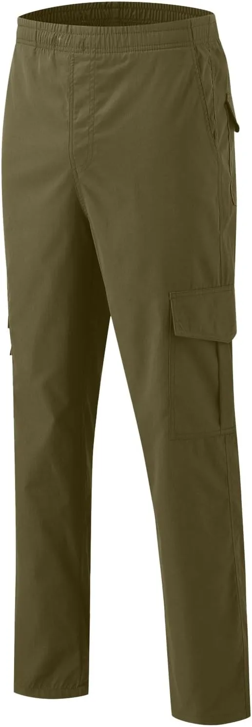 Male Versatile All Season Cargo Pants Multi Pocket Zip Button Hem Solid Color Plus Relaxed fit Cargo Trousers for