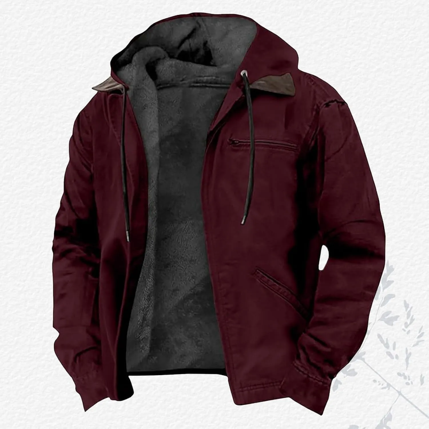 Men Winter Jacket Hoodies Fleece Lined Thick Warm Sweatshirt Outwear Zipper Casual Sherpa Coat with Pocket Plus Size