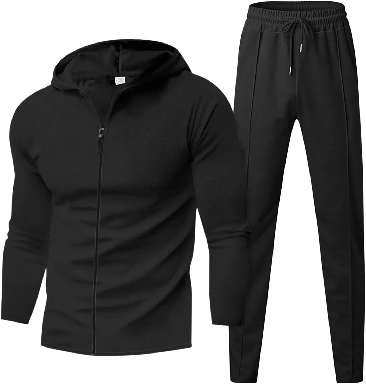 Men's 2 Piece Hoodie Sweatshirt Tracksuit Hooded Cardigan Solid Color Long Sleeve Pants Set Men's Tracksuit 2 Pieces