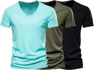 Men's 3 Pack T Shirt V-Neck Tee Shirts Casual Hipster Hip Hop Tee Tops Summer Classic Short Sleeve Top