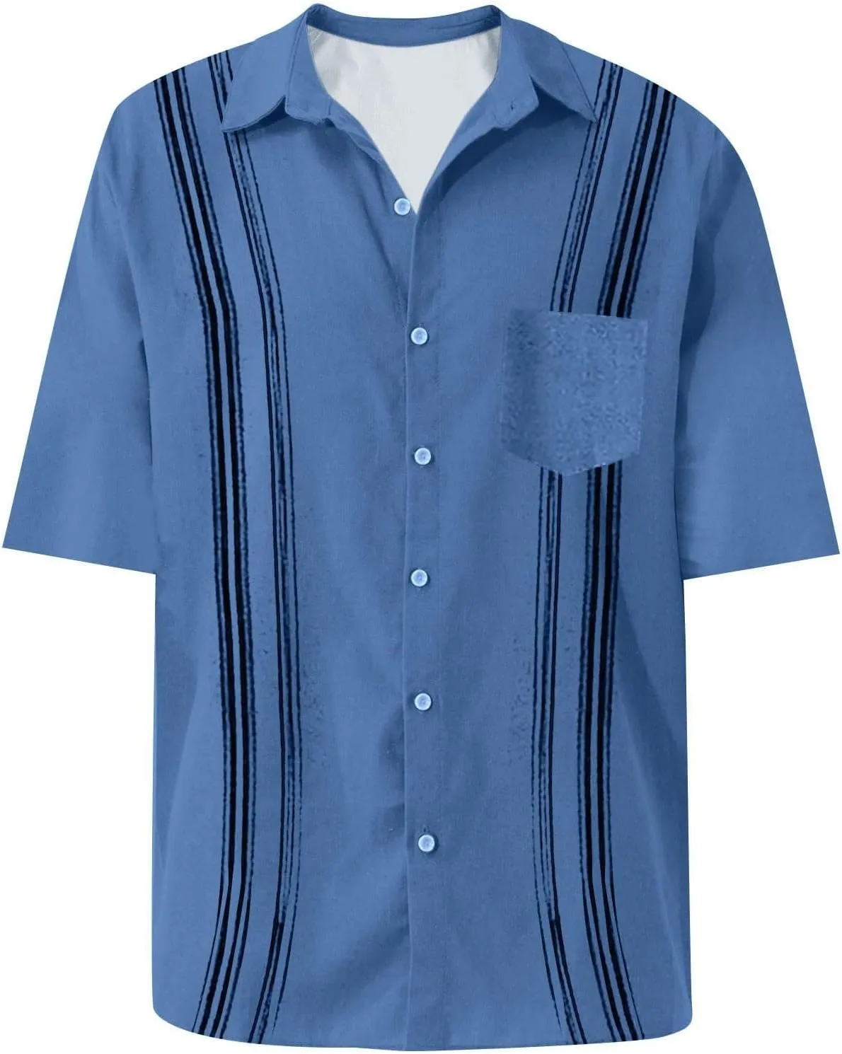Mens Button Down Linen Shirts Short Sleeve Hawaiian Shirt Casual Shirt for Men Beach Summer Vacation Hippie Shirts
