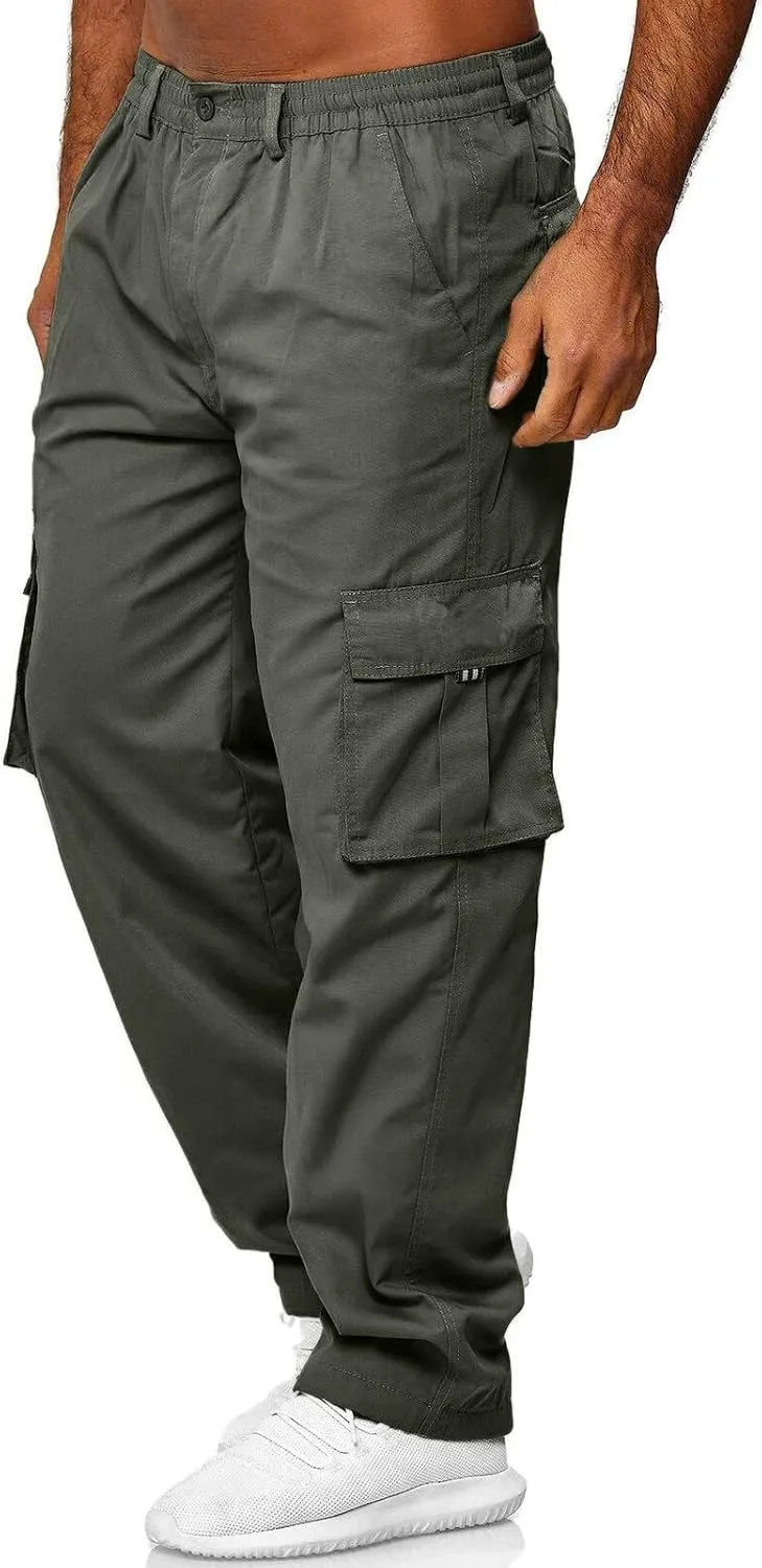 Men's Camo Cargo Pants and Warm Men's Solid Color Work Clothes Pockets and Sanitary Loose Straight Sweatpants for