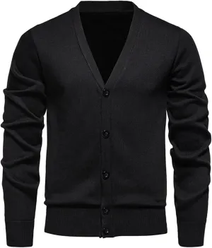 Mens Cardigan Sweater Coat V Neck Button Long Sleeve Casual Jacket Trendy Business Style Golf Outwear Vest Plus Size
