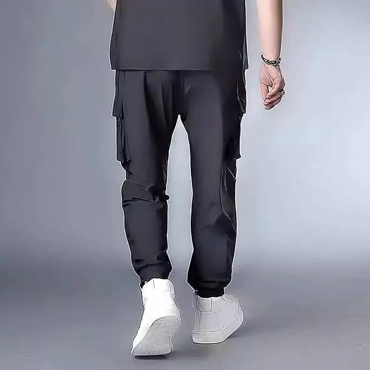 Mens Cargo Sweatpants Cool Thin Loose Cool Jogging Pants with Water Absorption Quick Active Athletic Workout