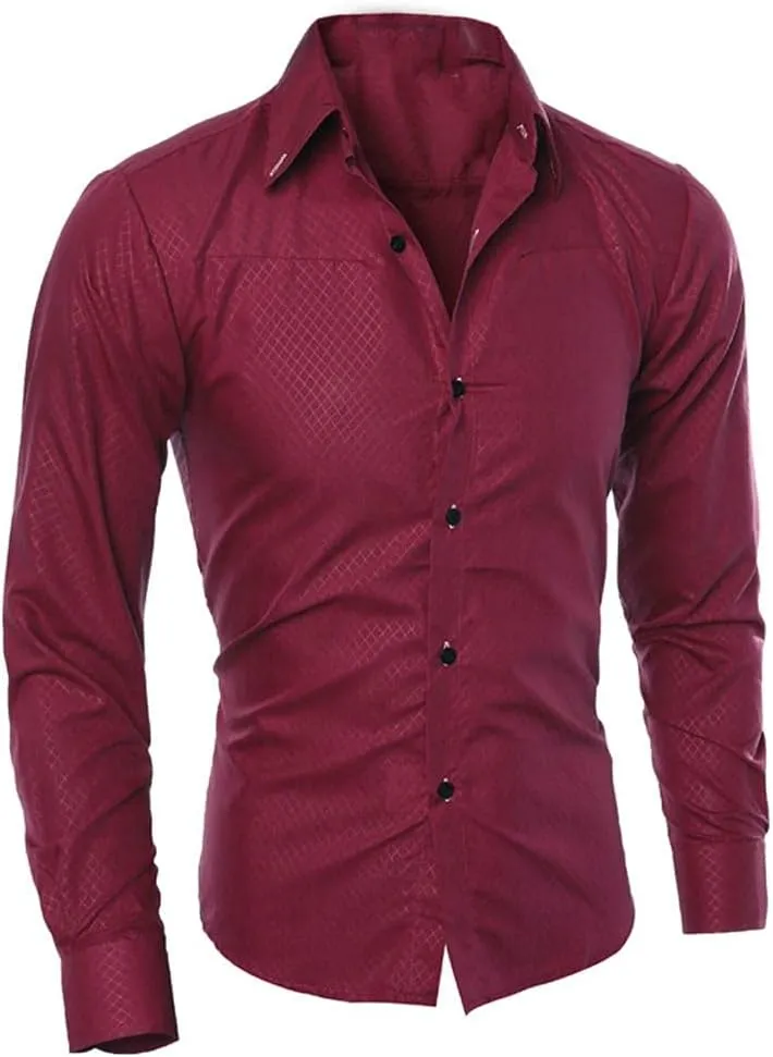 Mens Casual Button Down Western Plaid Snap Work Shirts Poplin Slim Fit Long Sleeves Cowboy Checkered Shirts