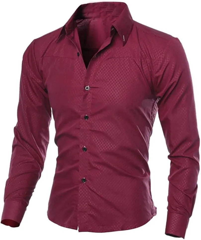 Mens Casual Button Down Western Plaid Snap Work Shirts Poplin Slim Fit Long Sleeves Cowboy Checkered Shirts