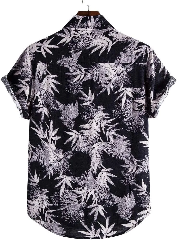 Men's Casual Color Striped Button Down Shirt Lightweight Short Sleeve Henley Dress Shirt Regular Fit Summer Beach Top