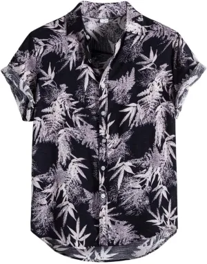Men's Casual Color Striped Button Down Shirt Lightweight Short Sleeve Henley Dress Shirt Regular Fit Summer Beach Top