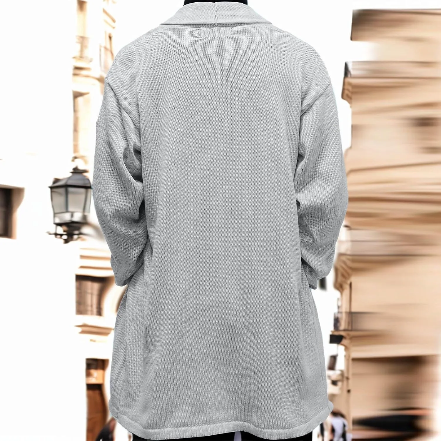 Men's Casual Long Sleeve Cardigan Sweater Shawl Collar Button Down Knit Outerwear Coat