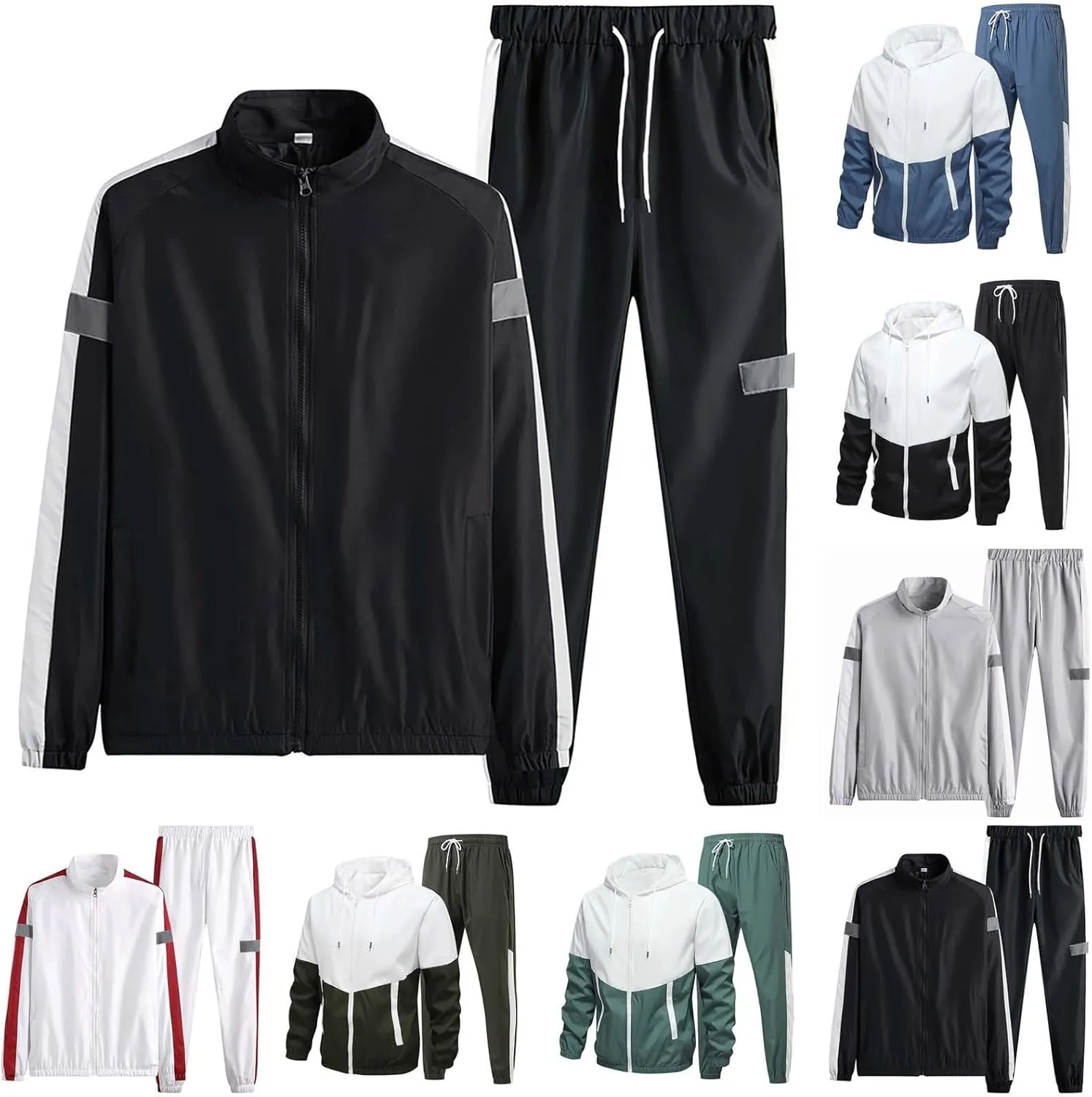 Men's Casual Tracksuit Athletic Sweatsuits Sweatshirt Hoodie Corset Sweatpants Jogging Sweatsuit Workout Athletic