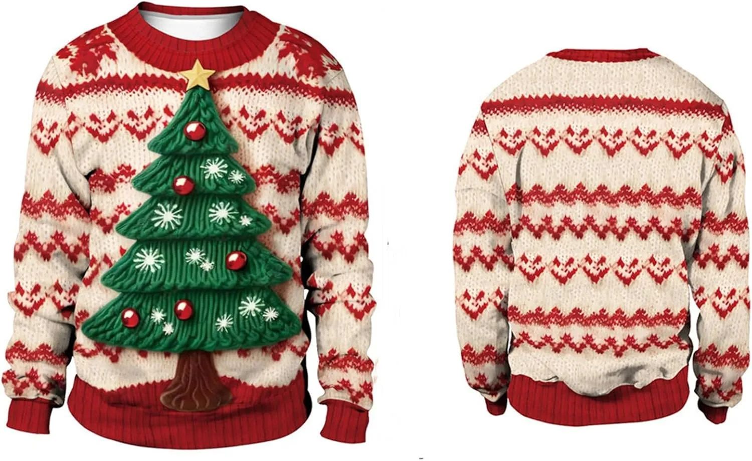 Men's Funny Christmas Sweatshirt Fall Winter Round Neck Party Jumper Loose Knit Base Shirt Casual Warm Sweater