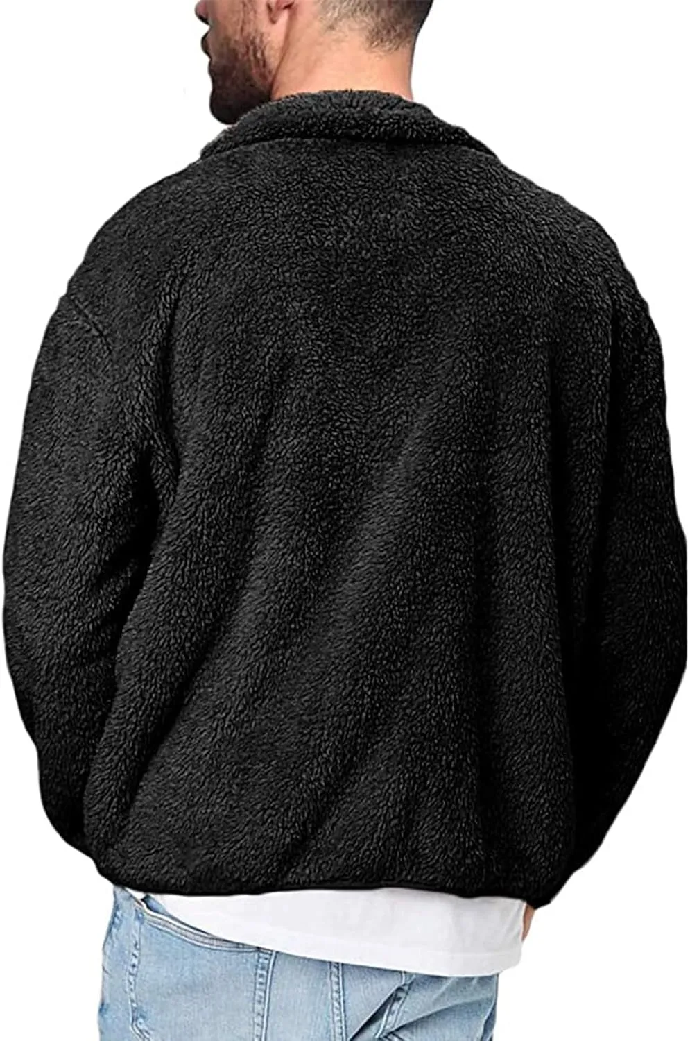 Mens Fuzzy Sherpa Pullover Hoodie Sweatshirts Long Sleeve Fluffy Fleece Zip up Cardigan Coats Winter Sweatshirt