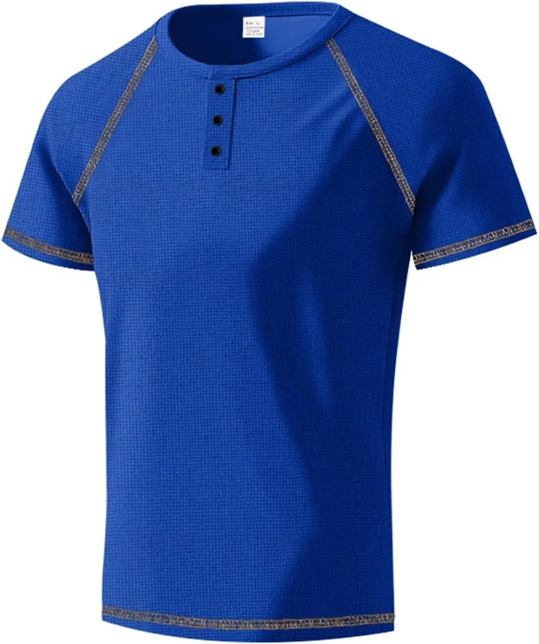 Men's Henley Shirts Short Sleeve Fitted Cotton Muscle T-Shirt with Button Longline Vintage Sports Quick Drying Tops