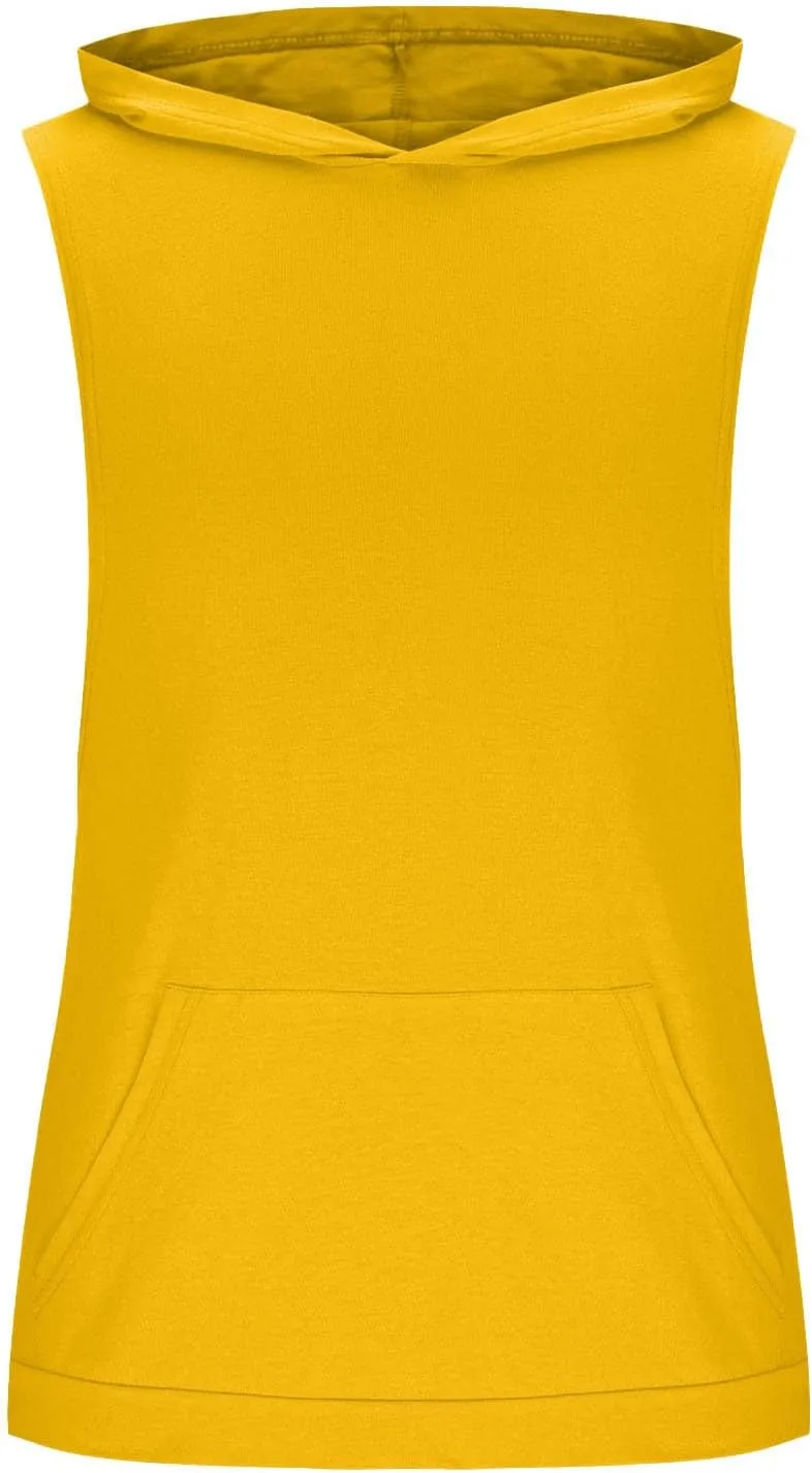 Men's Hooded Workout Tank Tops Cotton Quick Dry Lightweight Sleeveless Cut Out T Shirts Gym Bodybuilding Muscle Tees