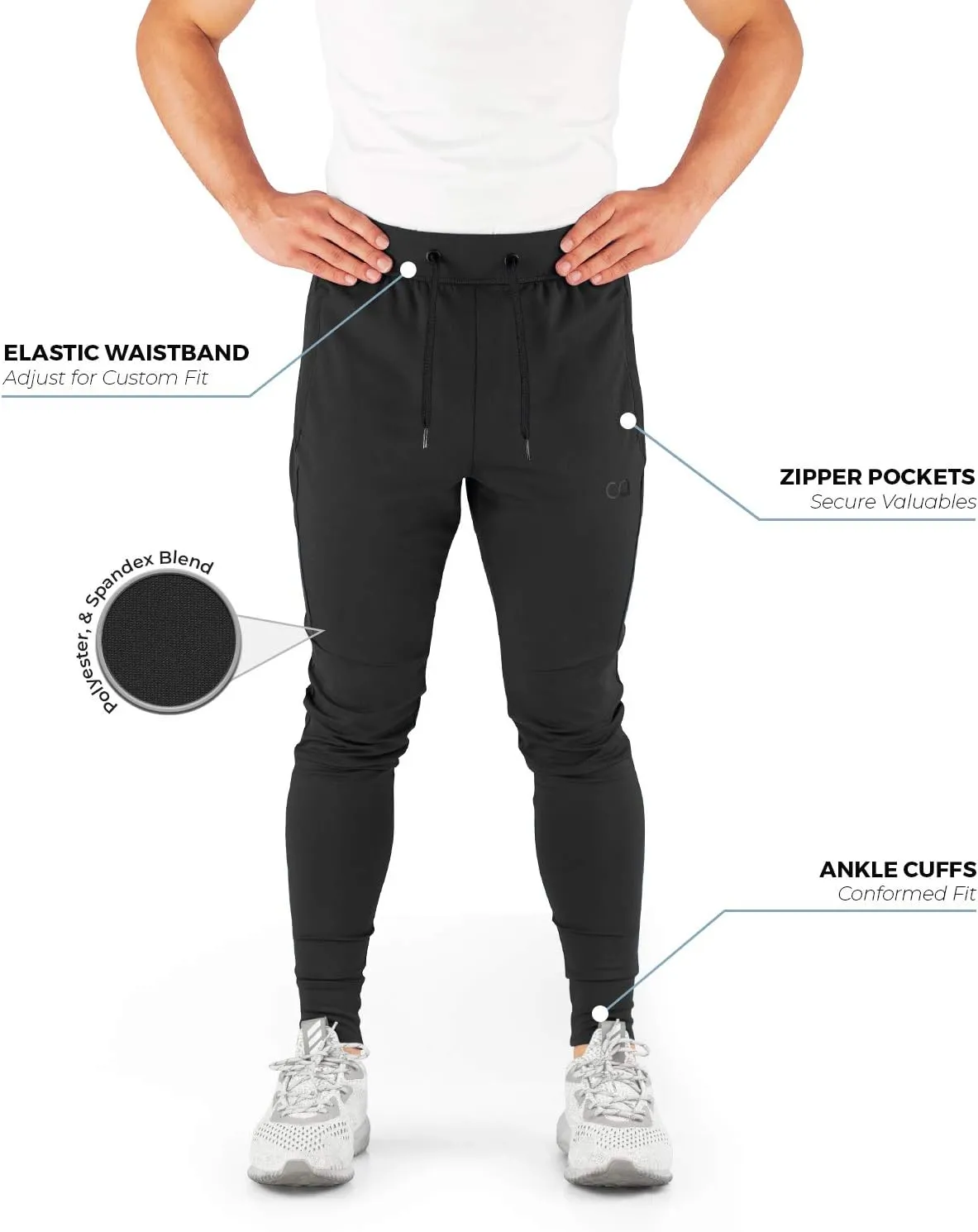 Men's Joggers Hydrafit Track Pants Men's Sweatpants Active Sports Running Workout Pant Zipper Pockets