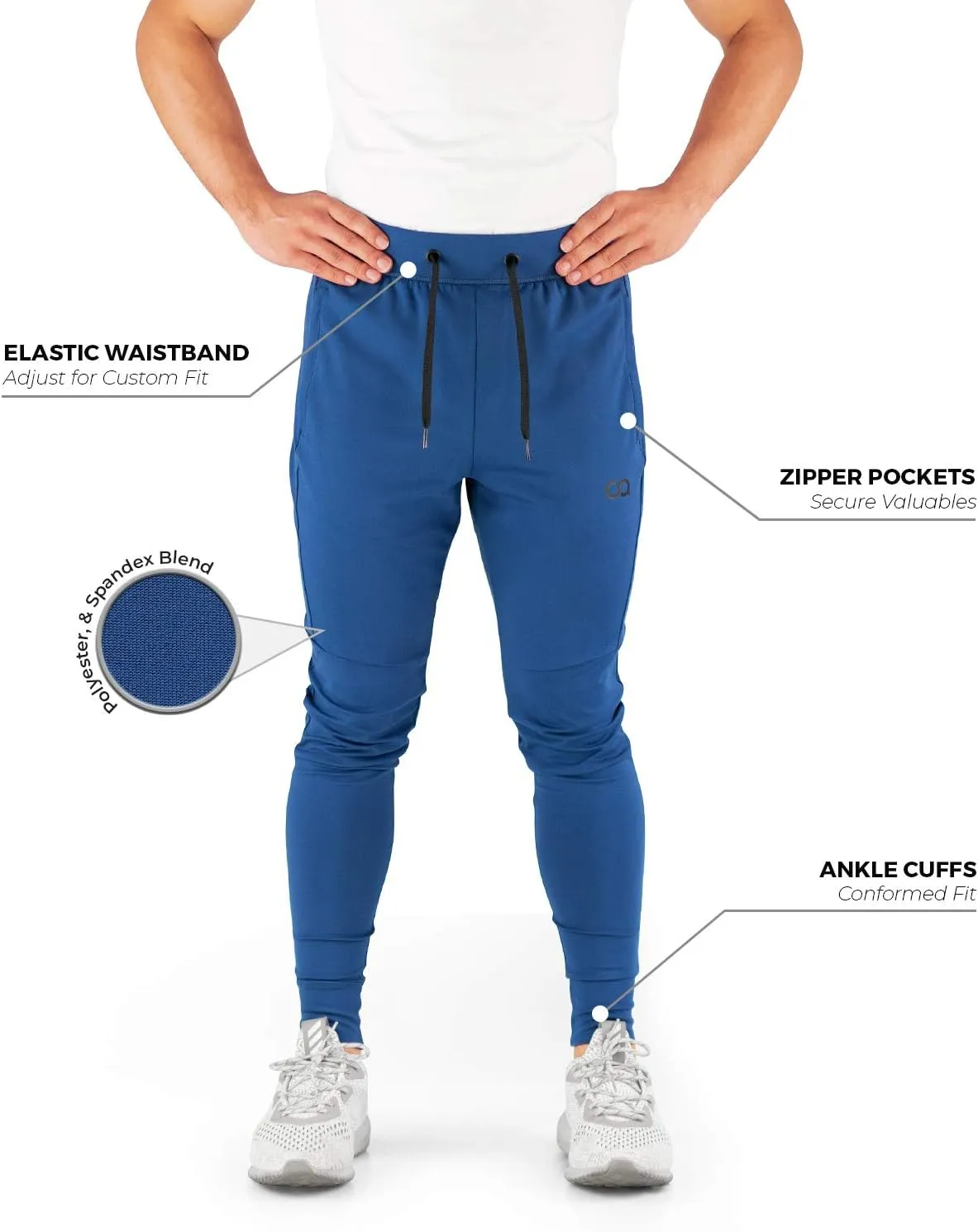 Men's Joggers Hydrafit Track Pants Men's Sweatpants Active Sports Running Workout Pant Zipper Pockets