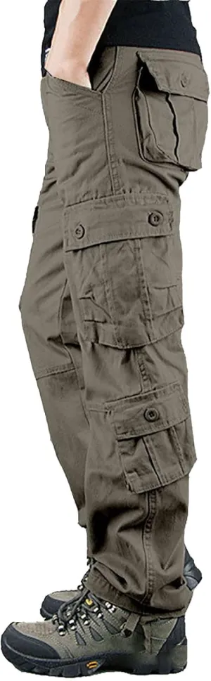 Men's Joggers Sweatpants Pants Men's Elastic Multi Pocket Pants Outdoor Straight Tube Active Running Jogger Pants