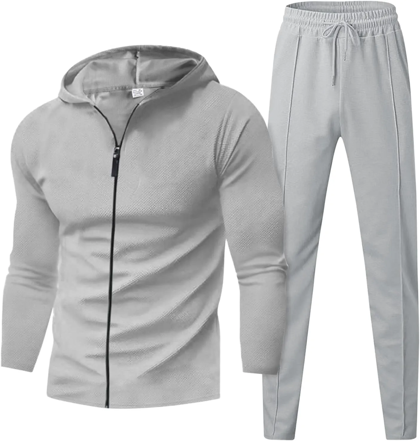 Men's Jogging Tracksuit Set 2024 Zipper Hooded Cardigan Solid Color Long Men's 2 Piece Tracksuit Polo Athletic