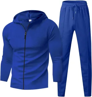 Men's Jogging Tracksuit Set 2024 Zipper Hooded Cardigan Solid Color Long Men's 2 Piece Tracksuit Polo Athletic