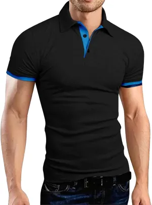 Mens Knit Polo Shirts Short Sleeve Casual Polo Sweaters Shirt Button V Neck Lapel Collared Sweater Cotton Basic Tees