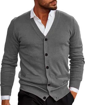 Men's Lightweight Open Front Jacket Coats Wool Blend V Neck Button Down Cardigan 2024 Fall Trendy Outfits Sweaters