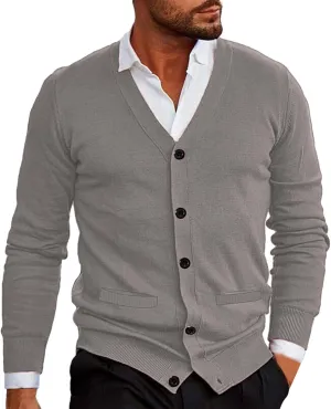 Men's Lightweight Open Front Jacket Coats Wool Blend V Neck Button Down Cardigan 2024 Fall Trendy Outfits Sweaters