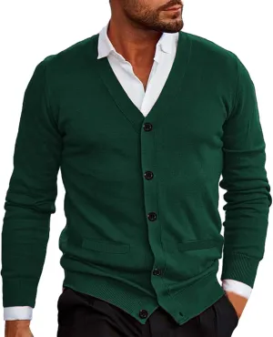 Men's Lightweight Open Front Jacket Coats Wool Blend V Neck Button Down Cardigan 2024 Fall Trendy Outfits Sweaters