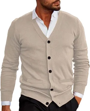 Men's Lightweight Open Front Jacket Coats Wool Blend V Neck Button Down Cardigan 2024 Fall Trendy Outfits Sweaters
