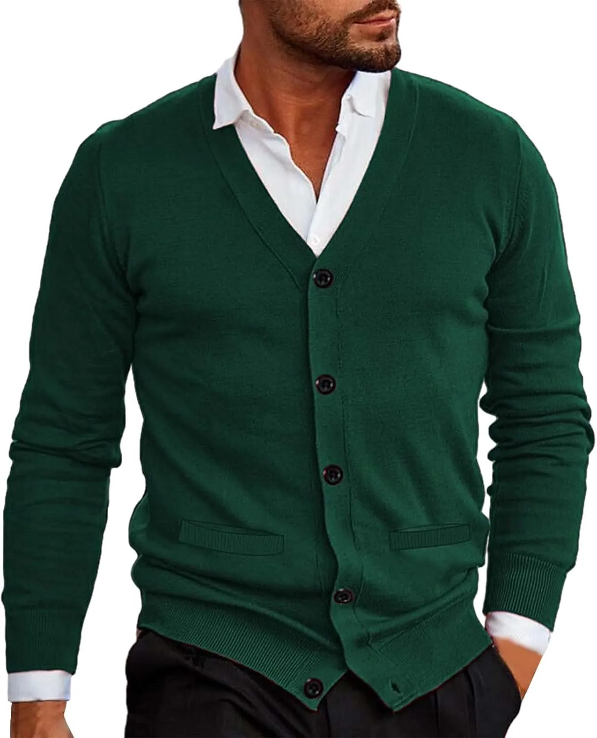 Men's Lightweight Open Front Jacket Coats Wool Blend V Neck Button Down Cardigan 2024 Fall Trendy Outfits Sweaters
