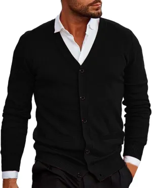 Men's Lightweight Open Front Jacket Coats Wool Blend V Neck Button Down Cardigan 2024 Fall Trendy Outfits Sweaters