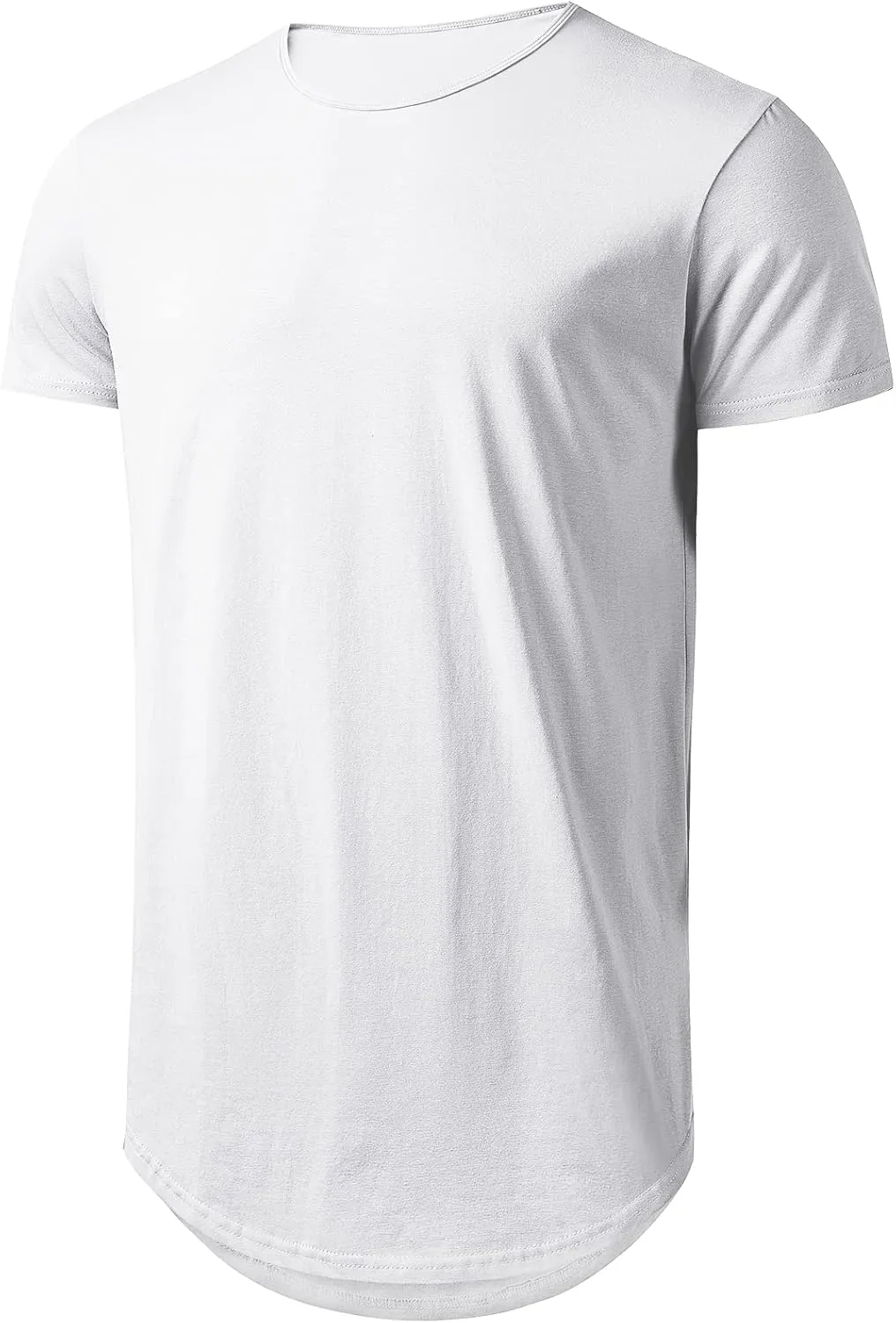Mens Longline Gym Muscle Bodybuilding Tshirts Hipster Reflective Line Scallop Crewneck Tees Shirts Tops