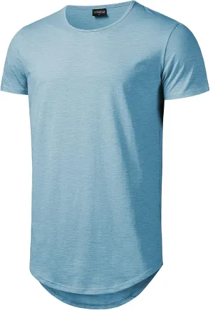 Mens Longline Gym Muscle Bodybuilding Tshirts Hipster Reflective Line Scallop Crewneck Tees Shirts Tops