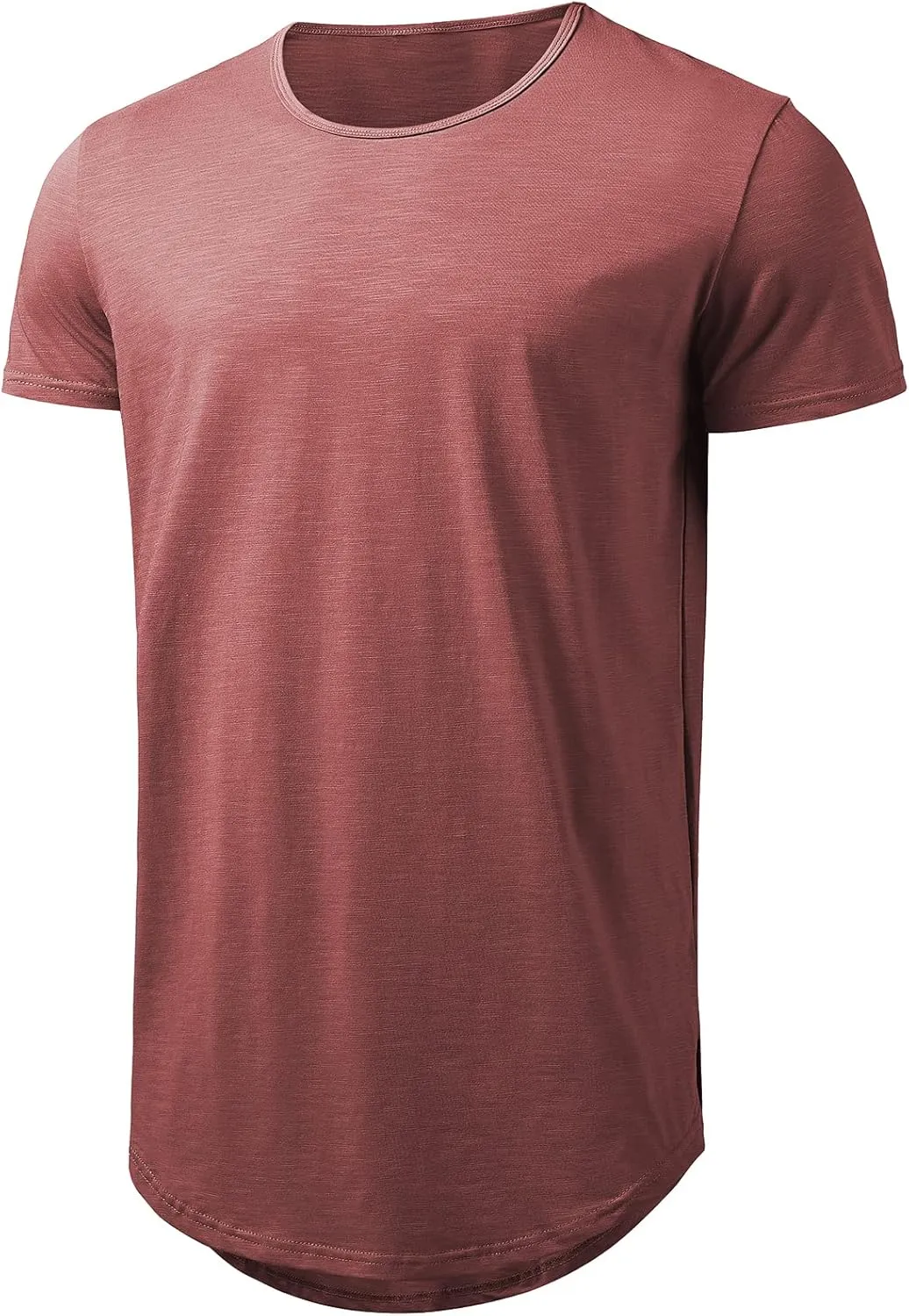 Mens Longline Gym Muscle Bodybuilding Tshirts Hipster Reflective Line Scallop Crewneck Tees Shirts Tops