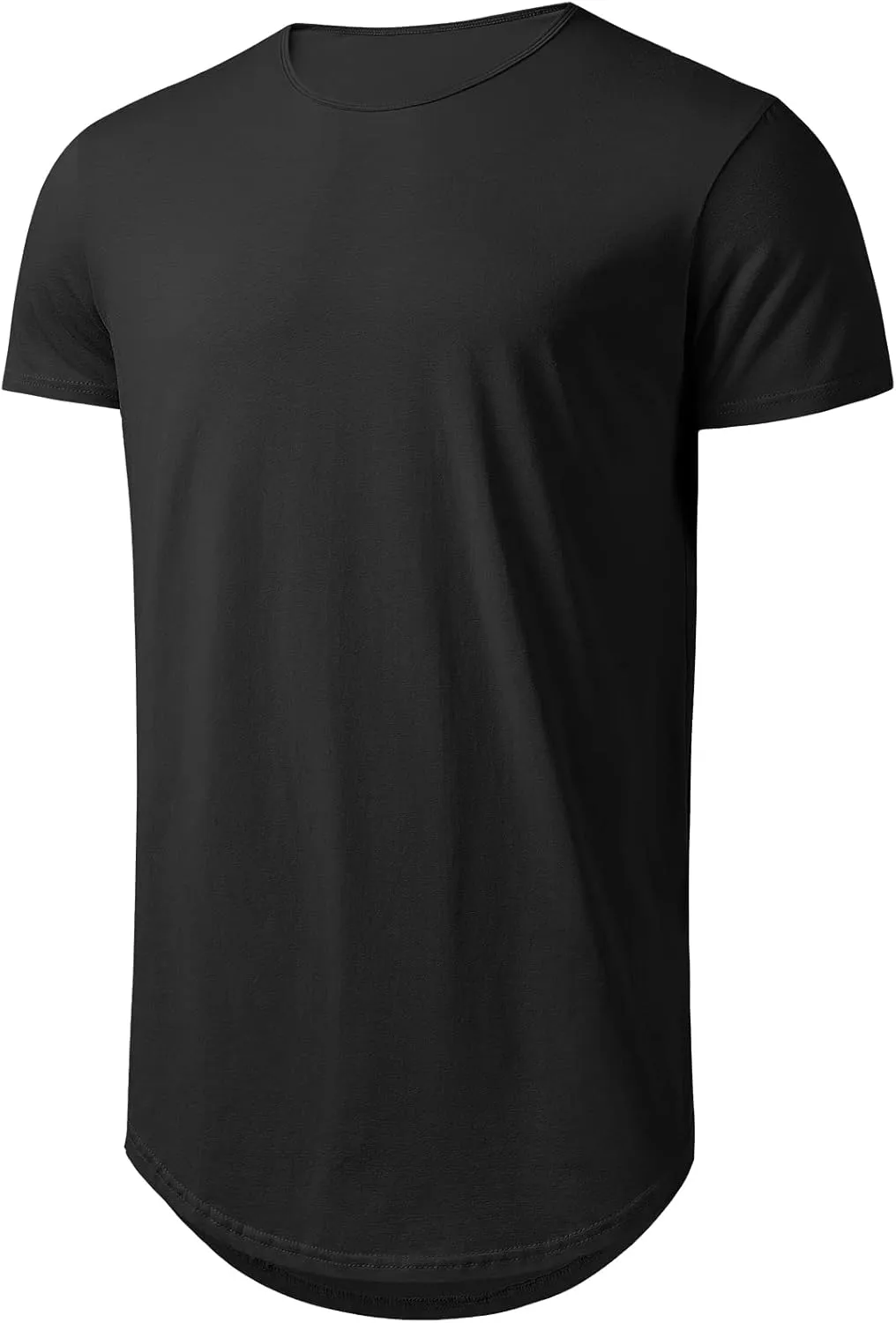 Mens Longline Gym Muscle Bodybuilding Tshirts Hipster Reflective Line Scallop Crewneck Tees Shirts Tops