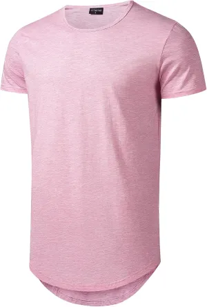 Mens Longline Gym Muscle Bodybuilding Tshirts Hipster Reflective Line Scallop Crewneck Tees Shirts Tops
