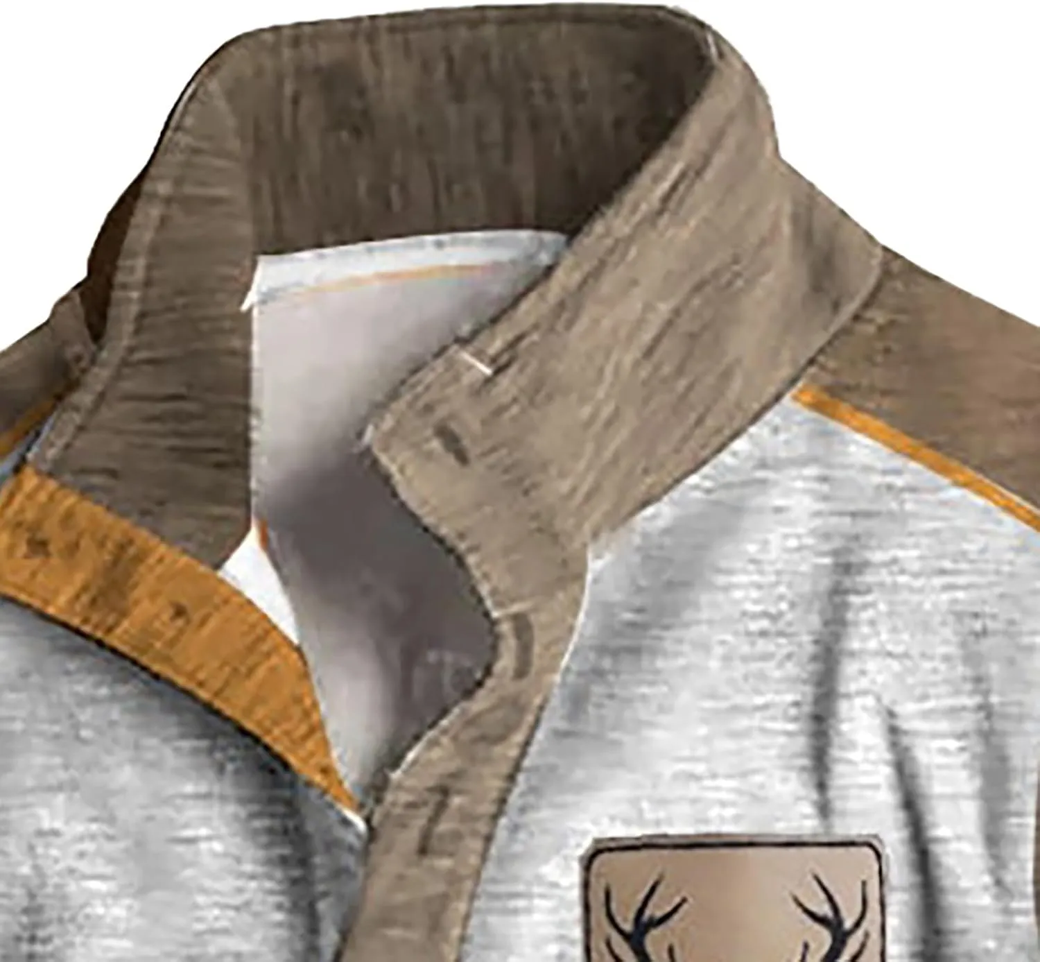 Mens Print Sweatshirts Elbow Patches Quarter Button Stand Collar Pullover Long Sleeve Casual Fall No Hood Sweaters