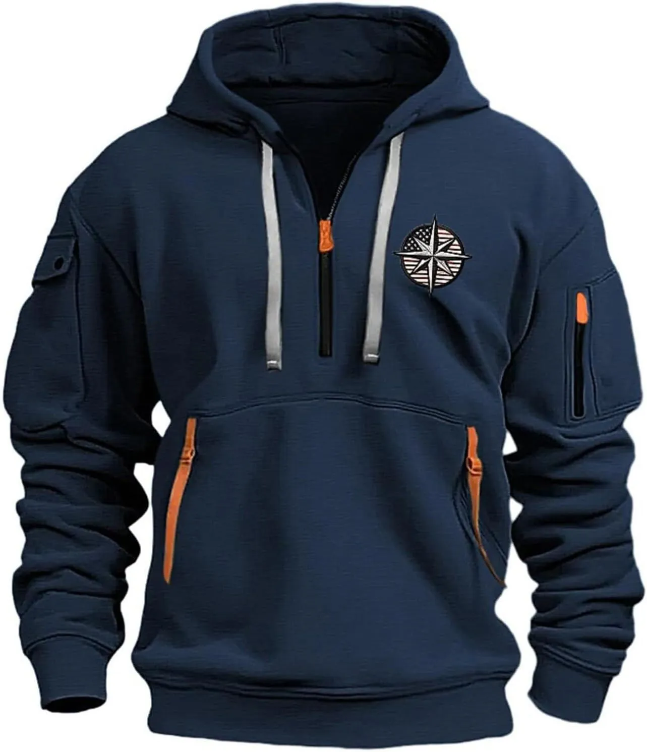 Men's Quarter Zip Pullover Men Long Sleeve Workout Hoodie Vintage Tactical Jacket Winter Camo Sweater Coats
