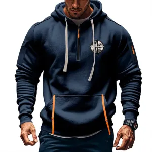 Men's Quarter Zip Pullover Men Long Sleeve Workout Hoodie Vintage Tactical Jacket Winter Camo Sweater Coats