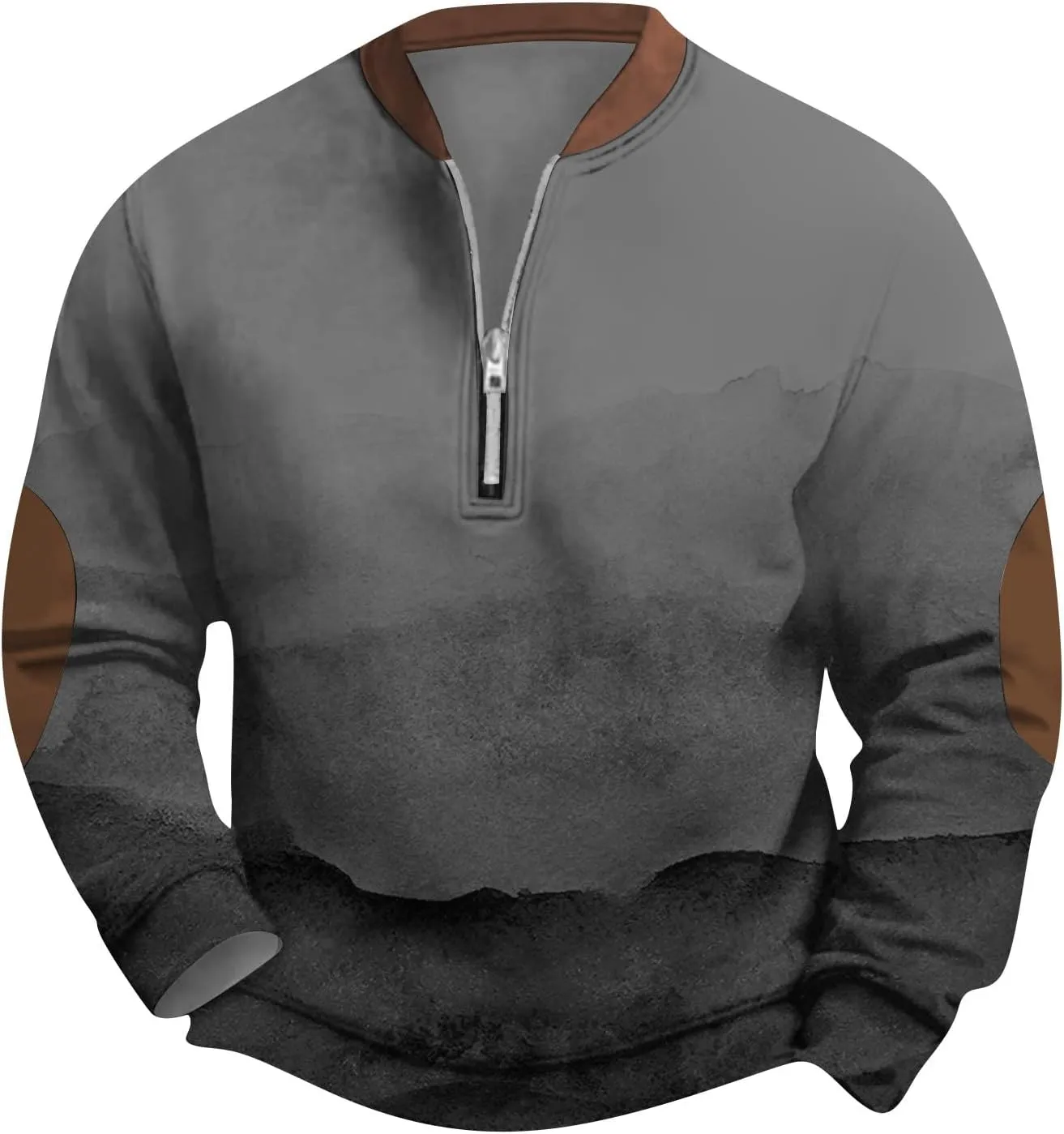 Mens Quarter Zip Sweatshirt For Fashion Vintage Long Sleeve Causal Sport V-Neck Vintage Graphic Print Pullover Tops